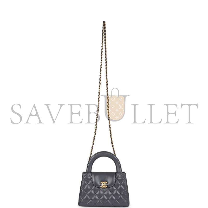 Ch*el grey quilted calfskin mini kelly brushed gold hardware as4416 (19*13*7cm)